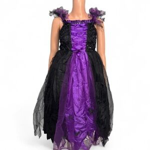Halloween Tulle Witch Vamperina Purple and Black Kids Costume- Size Medium 8/10